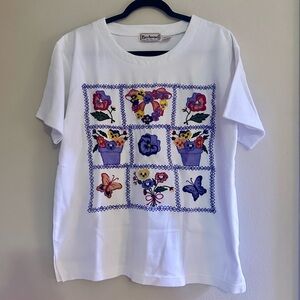 Bechamel White Embroidered Cotton Ladies Top Large